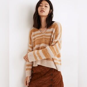 Madewell Alpaca Wool Space-Dyed Staley V-Neck Pullover Sweater, XS, NWOT